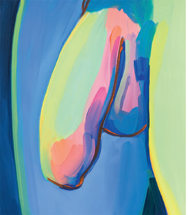 Celia Hempton, Caspar, 2014. Dessin super coloré d’un pénis au repos