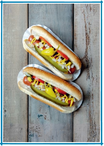 Chicago-style hot dogs, from United Tastes of America