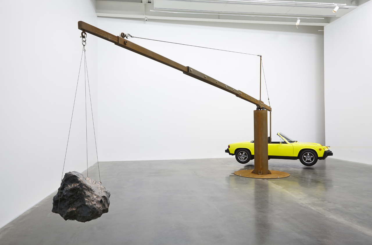 Porche and meteorite (2013) by Chris Burden, at the New Museum