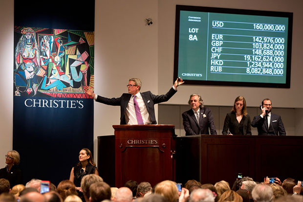 Christie's New York as the final bid comes in for Picasso's Women of Algiers