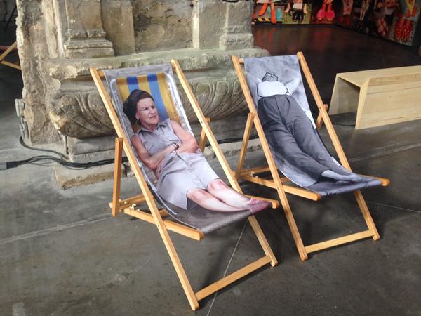 Martin Parr deck chairs, at MMM, Arles. Image courtesy of Martin Parr's Twitter