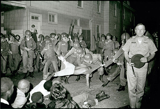 Clifford Vaughs, SNCC photographer arrested, Cambridge, Maryland 1963 © Danny Lyon. Image courtesy of Beetles+Huxley