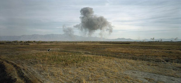 Luc Delahaye US Bombing on Taliban Positions 2001 C-print Courtesy Luc Delahaye & Galerie Nathalie Obadia, Paris/Bruxelles