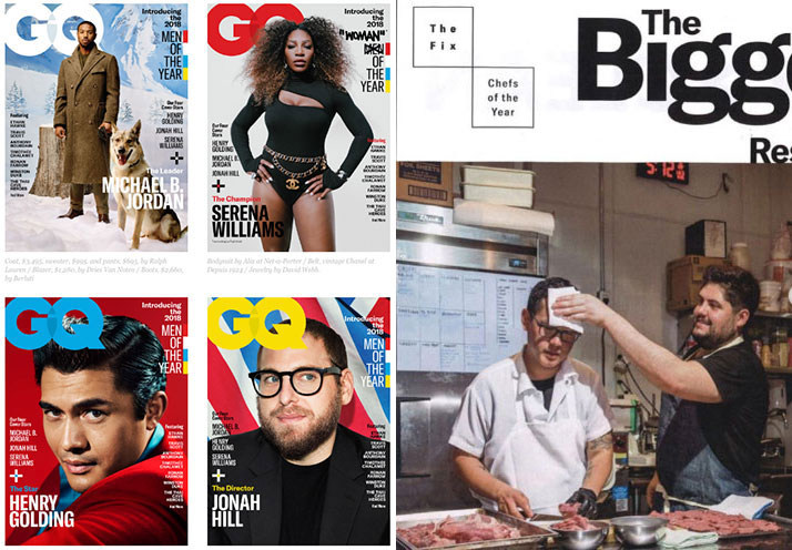 A composite of GQ's Men and Women of the Year covers for 2018, alongside their feature on Jeremiah and Fabián