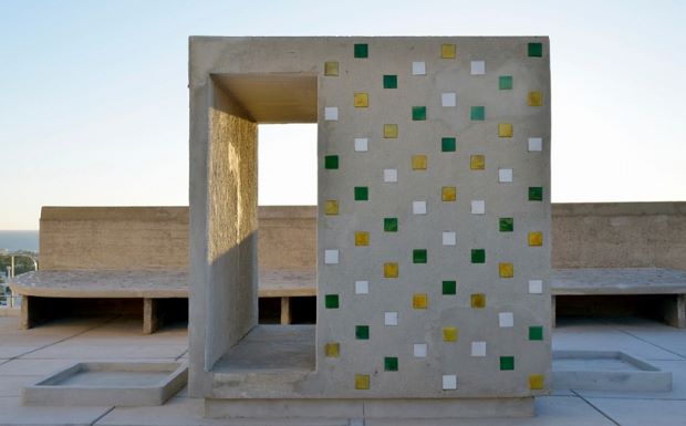 The restored roof of Le Corbusier's Cité Radieuse