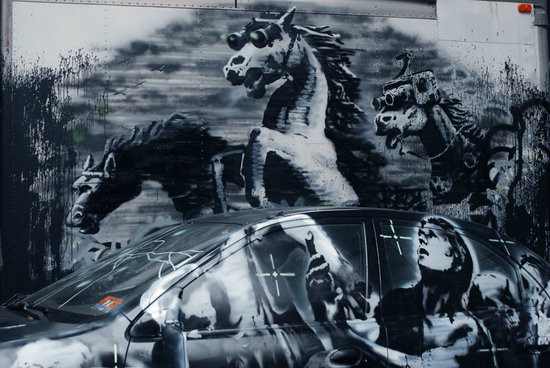 Banksy's Crazy Horses piece, lower Manhattan, earlier this month