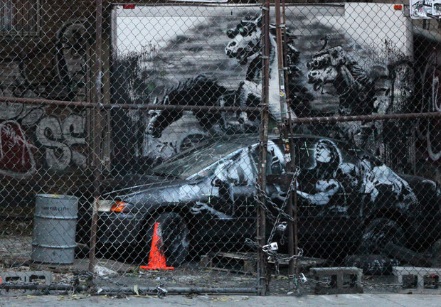 Banksy's Crazy Horses piece, lower Manhattan, earlier this month