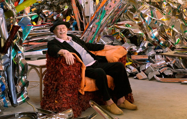 John Chamberlain in his studio, 2011, Photo by Robert McKeever, Image courtesy of Gagosian Gallery 
