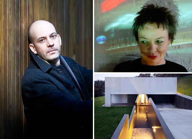 Rui Grazina (left), a recently completed private house in Barcelos, Portugal (bottom right) and Laurie Anderson (top right)