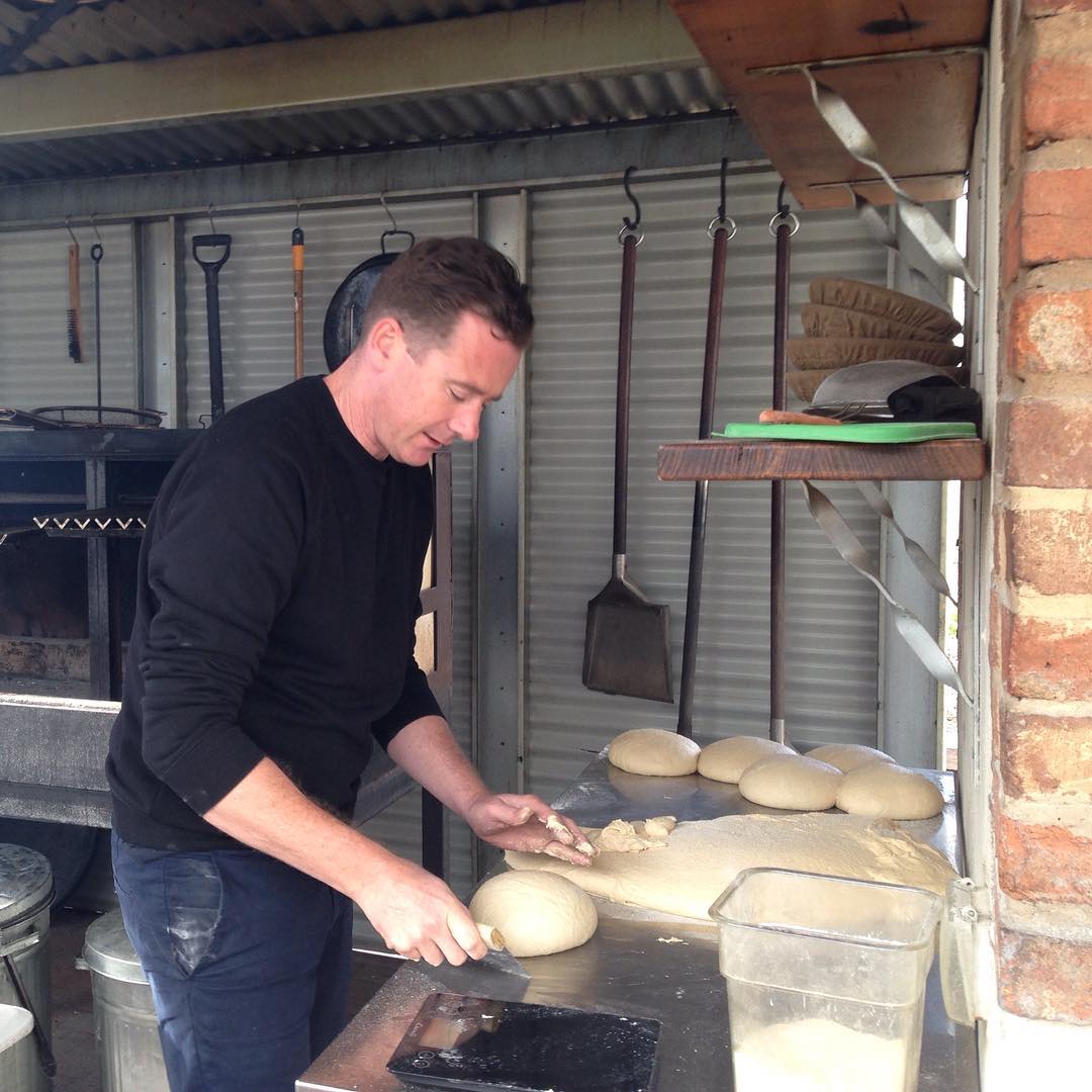 Dan Hunter making bread at Brae. Image courtesy of the restaurant's Instagram