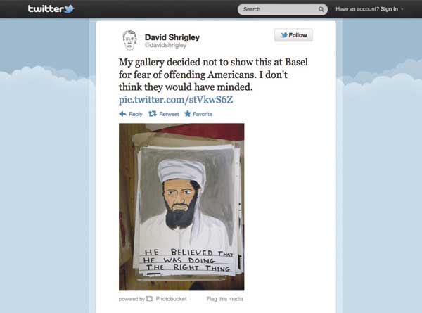 David Shrigley's now-deleted tweet