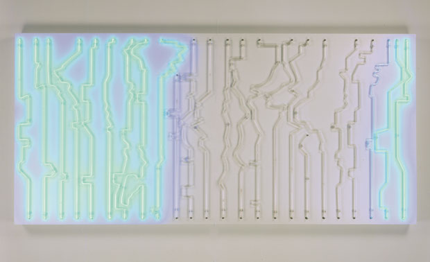 Daylight Map, 2005, Olafur Eliasson. Neon, sintra box, transformers, controllers, sequencer, timers, 122 x 254 x 15.2 cm / 48 x 100 x 6 in., private collection. Courtesy of the artist, neugerriemschneider, Berlin and Tanya Bonakdar Gallery, New York / photo: Tanya Bonakdar Gallery. From Map