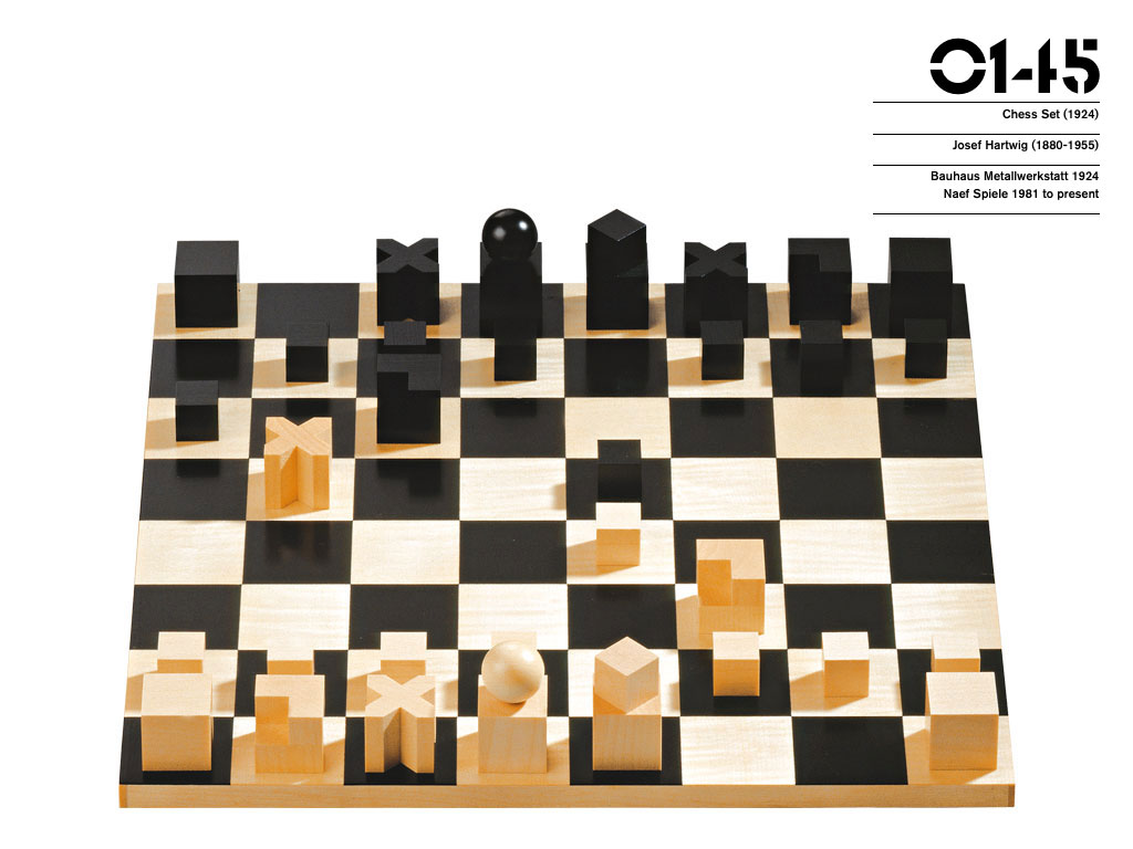 The Bauhaus chess set as featured in Phaidon's Design Classics