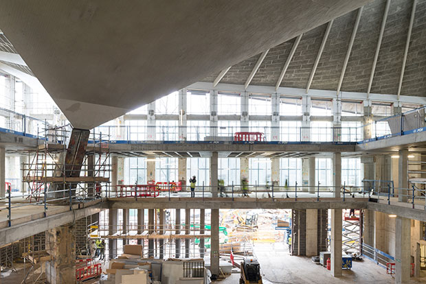 Work gets underway inside the new Design Museum. Photography by French + Tye