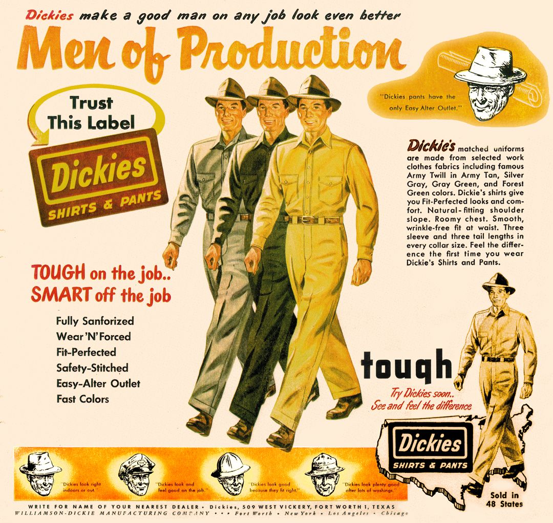 Dickies “Men of Production” advertisement, 1949. As reproduced in The Men's Fashion Book