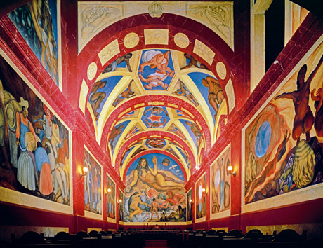 Murals in the former chapt at the Escuela Nactional de Agricultura, 1925 - 27, by Diego Rivera
