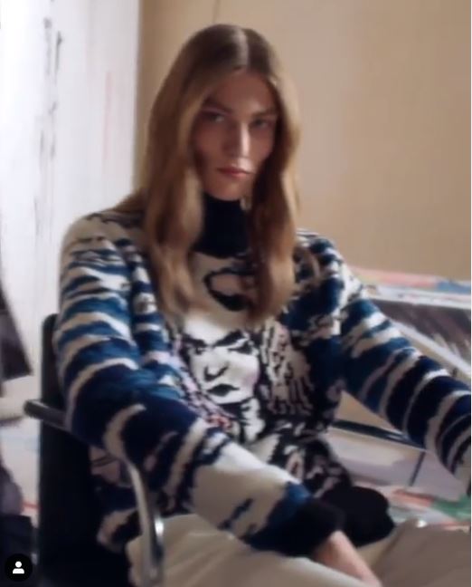 A Still from Dior's new menswear campaign, featuring Raymond Pettibon's work