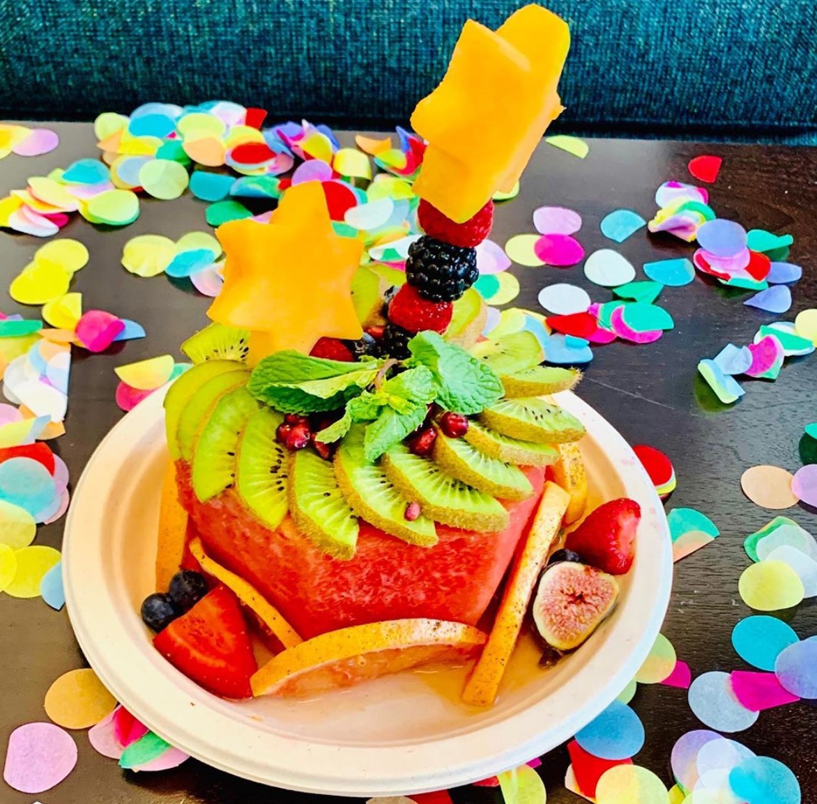 Simon Doonan's birthday fruit cake. Image courtesy of Doonan's Instagram