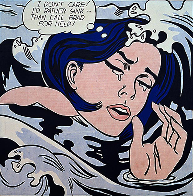 Drowing Girl (1963) by Roy Lichtenstein. As reproduced in our book Pop Art