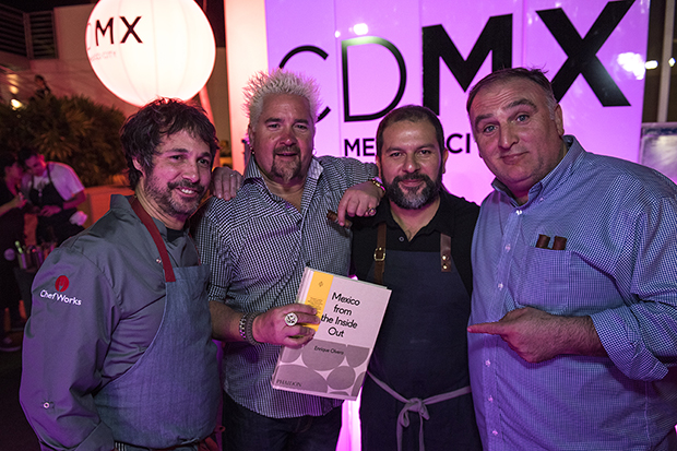 Enrique Olvera with Guy Fieri and Jose Andres at the South Beach Wine and Food Festival