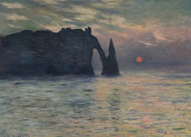 The Cliff, Etretat, Sunset (1883) by Claude Monet