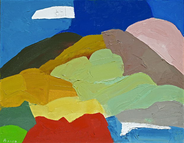 Untitled (Mt. Tamalpais 1), ca. 1983-86 by Etel Adnan; Oil on canvas 35 x 45.5 cm; Courtesy the artist and Sfeir-Semler Gallery, Hamburg / Beirut