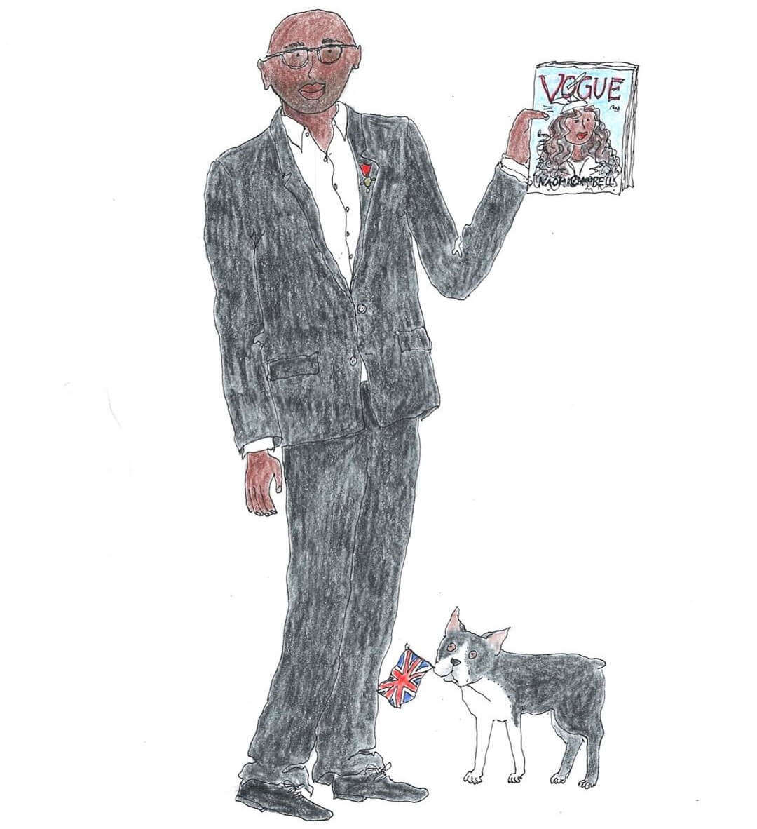 Grace Coddington's drawing of Edward Enninful, British Vogue's new editor. Image courtesy of Grace's Instagram