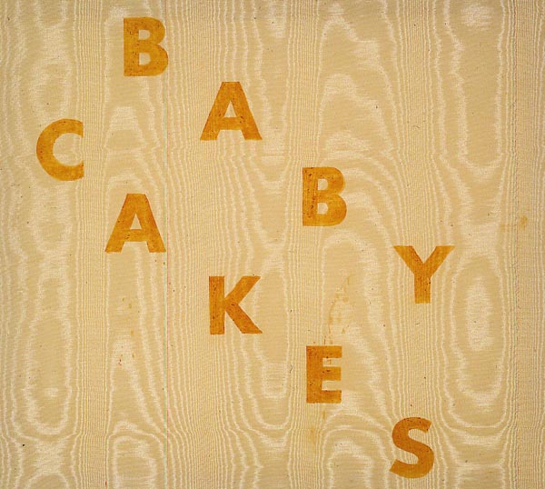 Baby Cakes (1974) by Ed Ruscha. Blueberry extract and egg yolk on moire