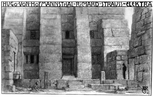 Alfred Roller's set design sketch for Elektra by Richard Strauss, 1909