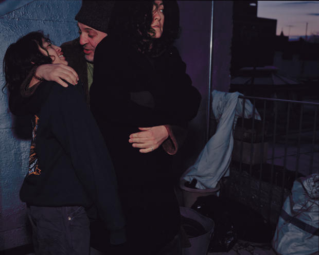 Marina, JC and Elio on their roof, Brooklyn, 2013, by Nan Goldin, from Eden and After