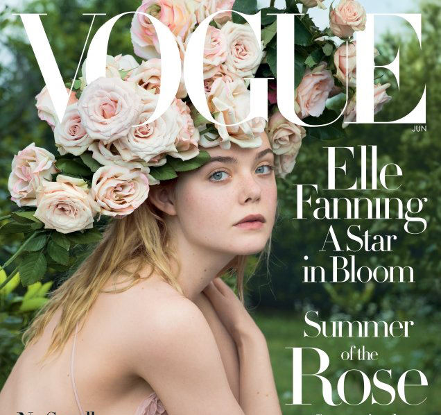 Elle Fanning's Vogue cover debut, as styled by Grace Coddington. Photograph by Annie Leibovitz