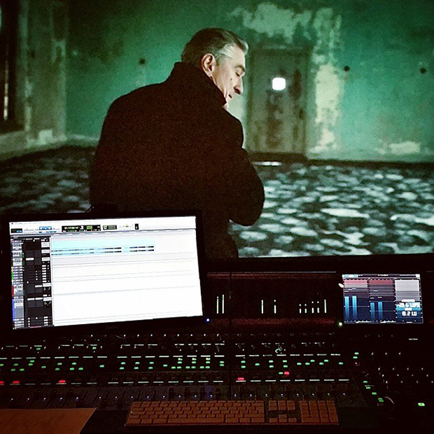 Robert De Niro on the set of JR's Ellis film, 2015. Image courtesy of JR