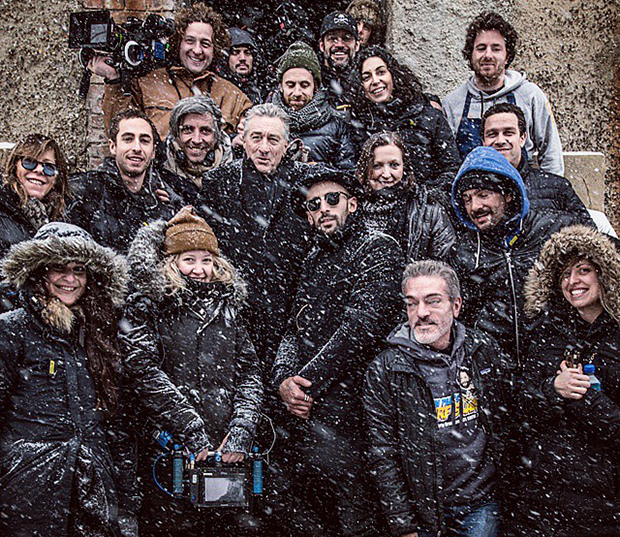 JR, Robert De Niro and the crew, March 2015. Image courtesy of JR's Instagram