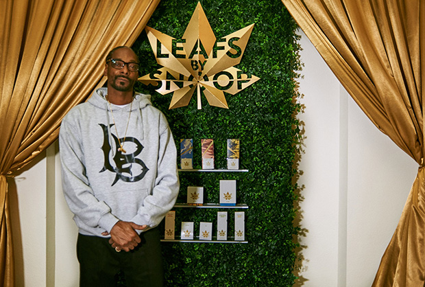 Snoop Dog at a Leafs by Snoop launch party in Denver, Colorado. Image courtesy of Pentagram