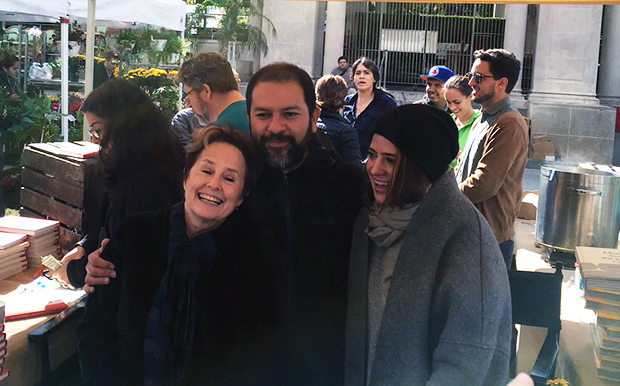 Enrique Olvera embraces Alice Waters (left) in New York, October 2015