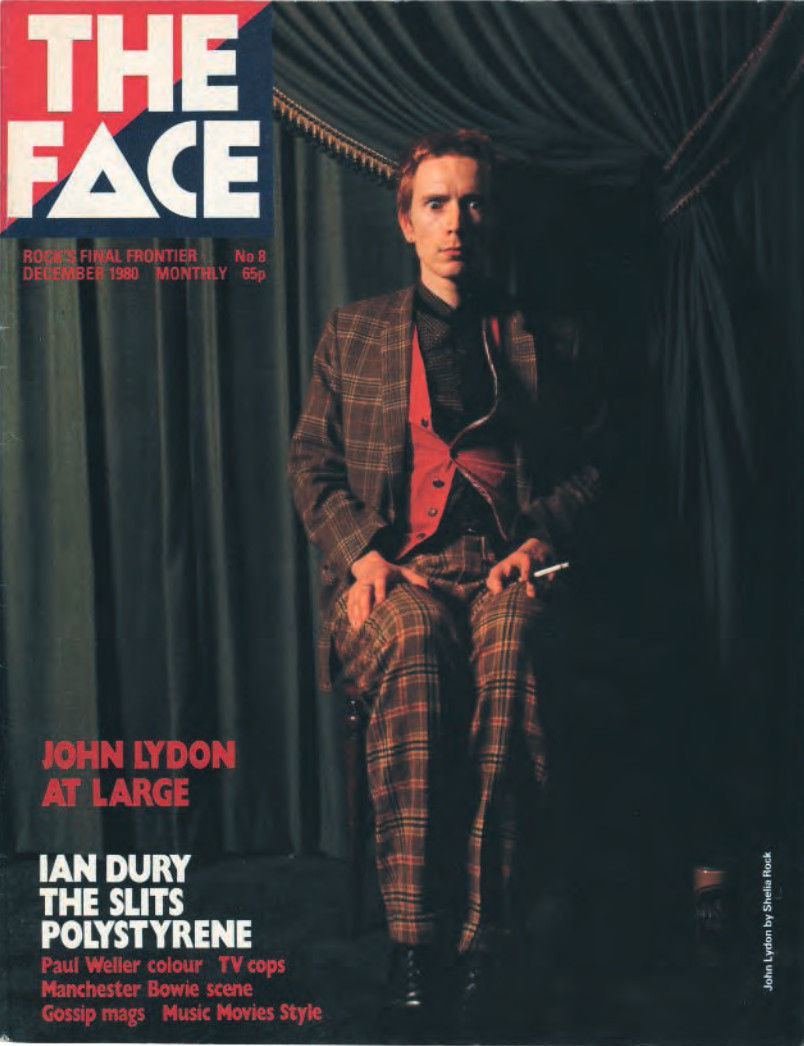 Cover of the December 1980 issue  of The Face, featuring John Lydon. Cover photograph by Sheila Rock