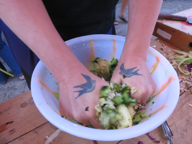 Studio Olafur Eliasson's kitchen make wild-fermented sauerkraut, June 2016