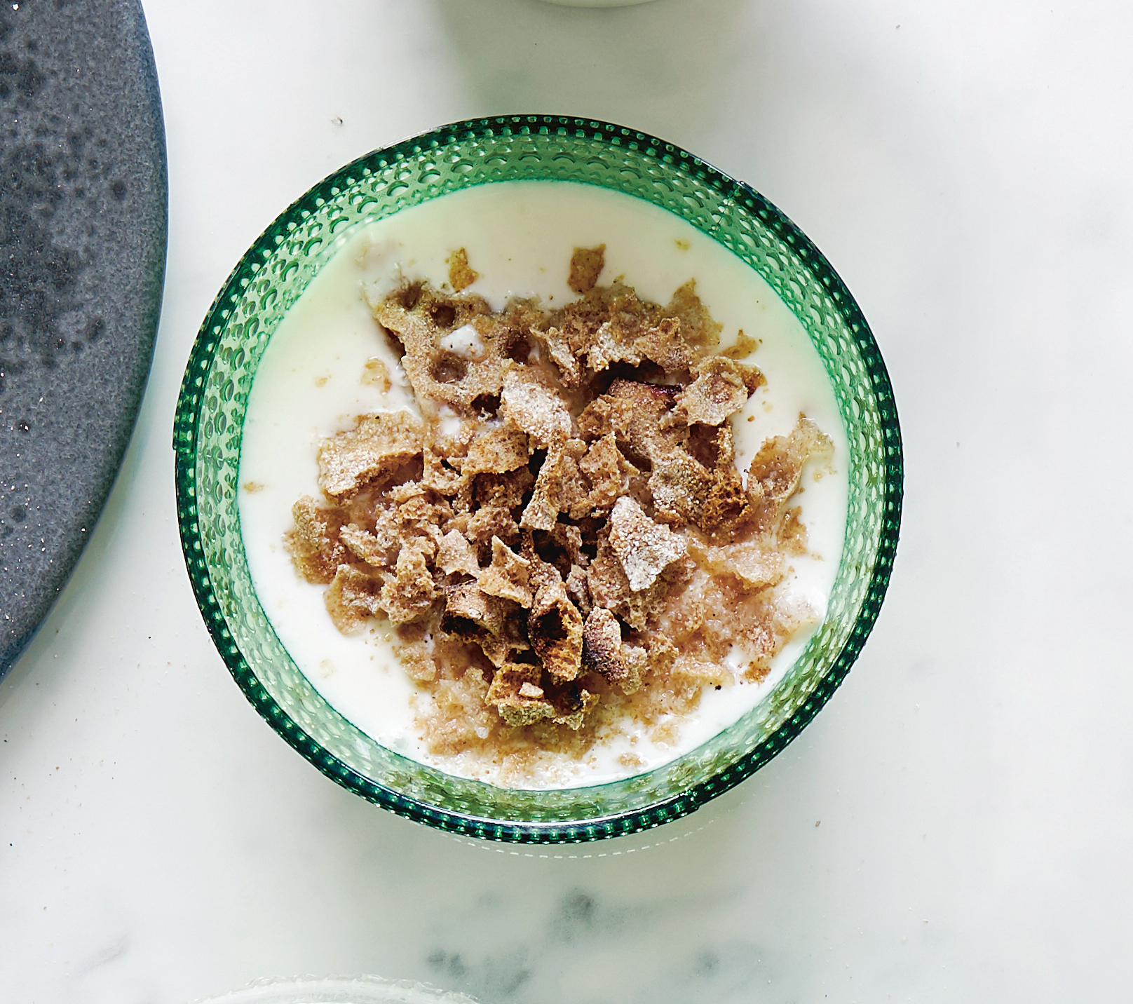 Filmjölk, with flatbread sprinkles, as featured in Breakfast: The Cookbook