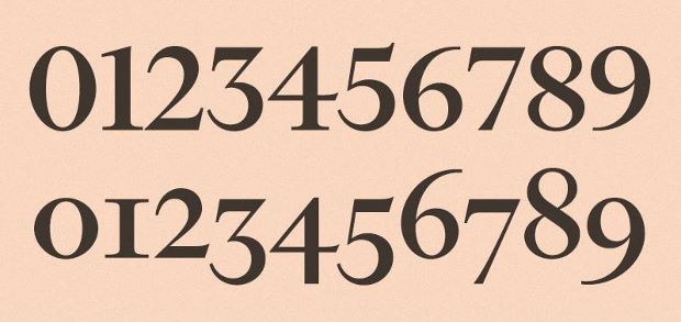 Lining and old-style numerals from Financier Display Medium. Image courtesy of Klim Type Foundry