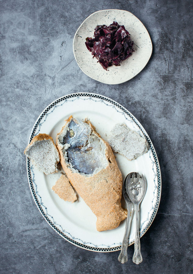 Sea bream in a dillisk salt crust. From The Irish Cookbook