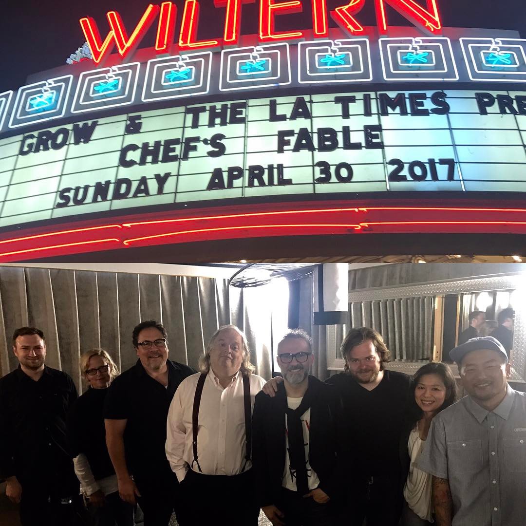 David Gelb, Jon Favreau, Jonathan Gold, Massimo Bottura, Magnus Nilsson and Roy Choi in Los Angeles. Image courtesy of Massimo Bottura's Instagram