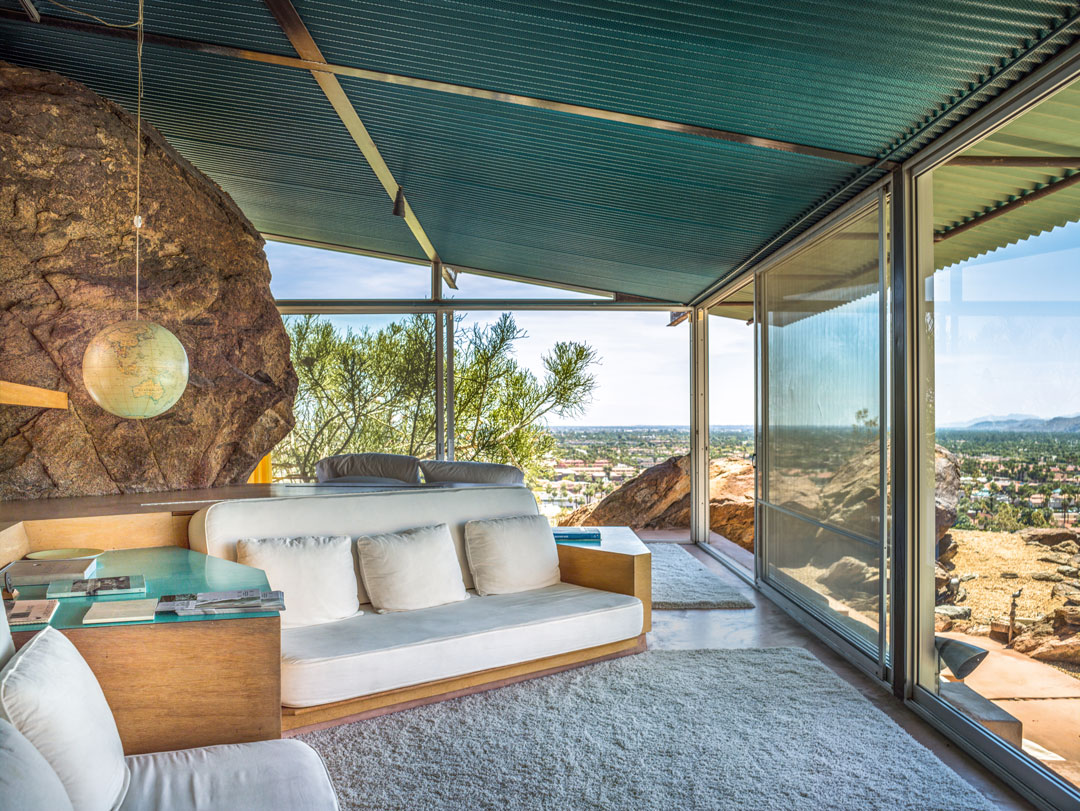 Albert Frey (designer and client) Frey House II, living room, Palm Springs, CA, USA, completed 1964. Photo by Darren Bradley