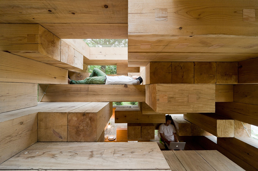 Wooden house, Kumamura Village, Japan (2007) by Sou Fujimoto