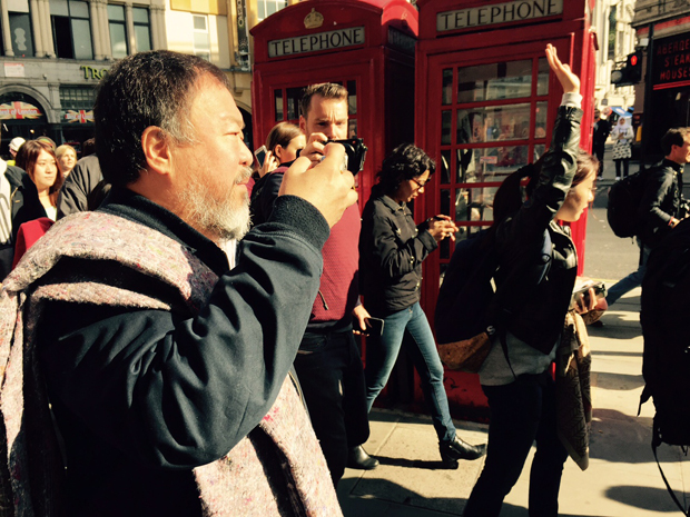 Ai Weiwei and Anish Kapoor in London this morning - photo Mat Smith