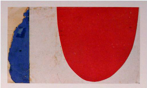 Gauloise Blue with Red Curve (1954) by Ellsworth Kelly, one of the artist's postcards. As reproduced in our Ellsworth Kelly book