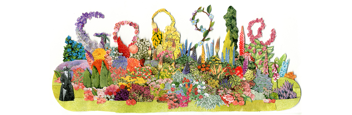 The Google Doodle marking Gertrude Jekyll's 174th birthday. Image courtesy of Google