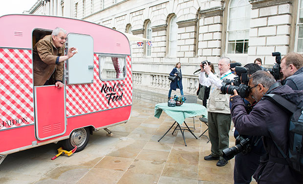 Martin Parr in the Real Food caravan at Photo London May 18, 2016 photo Getty Images