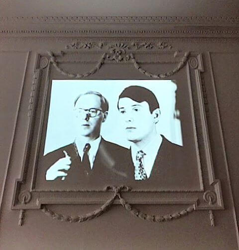 Gilbert & George's A Portrait of the Artist as a Young Man (1970) projected on to the wall of Galarie Thaddaeus Ropac's new London space. Galerie Thaddaeus Ropacs Instagram