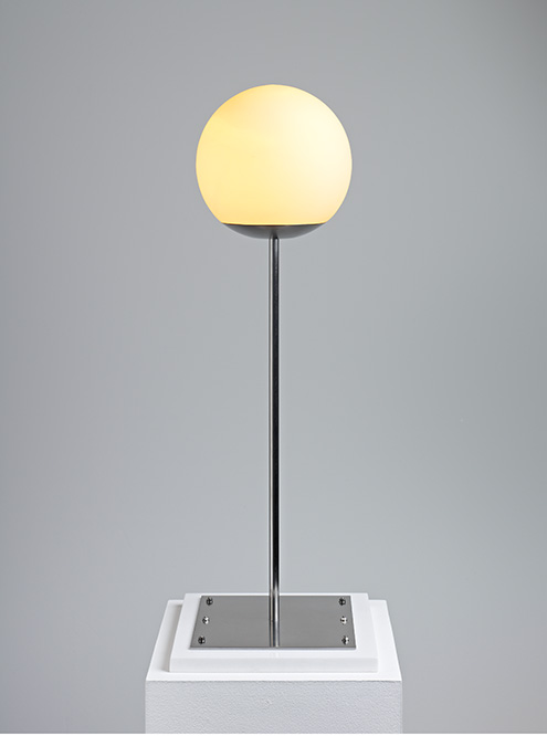 Piero Golia, Clone (Untitled), 2011, stainless steel, glass, marble and light 28 x 9 7/8 x 9 7/8 inches  (71.1 x 25.1 x 25.1 cm) Artist Proof 1/2 © Piero Golia. Courtesy of the artist and Gagosian Gallery.