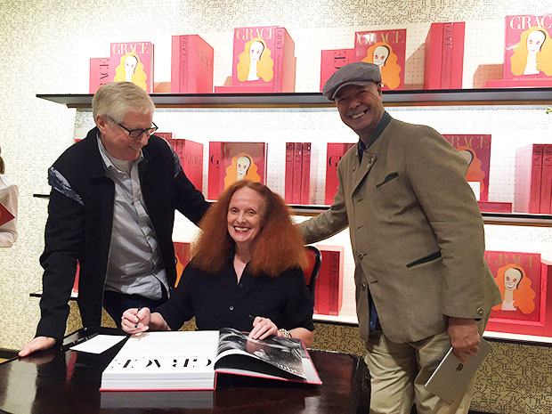 Grace Coddington and Vanity Fair's Michael Roberts (right) at Paul Smith No.9 Albermarle Street